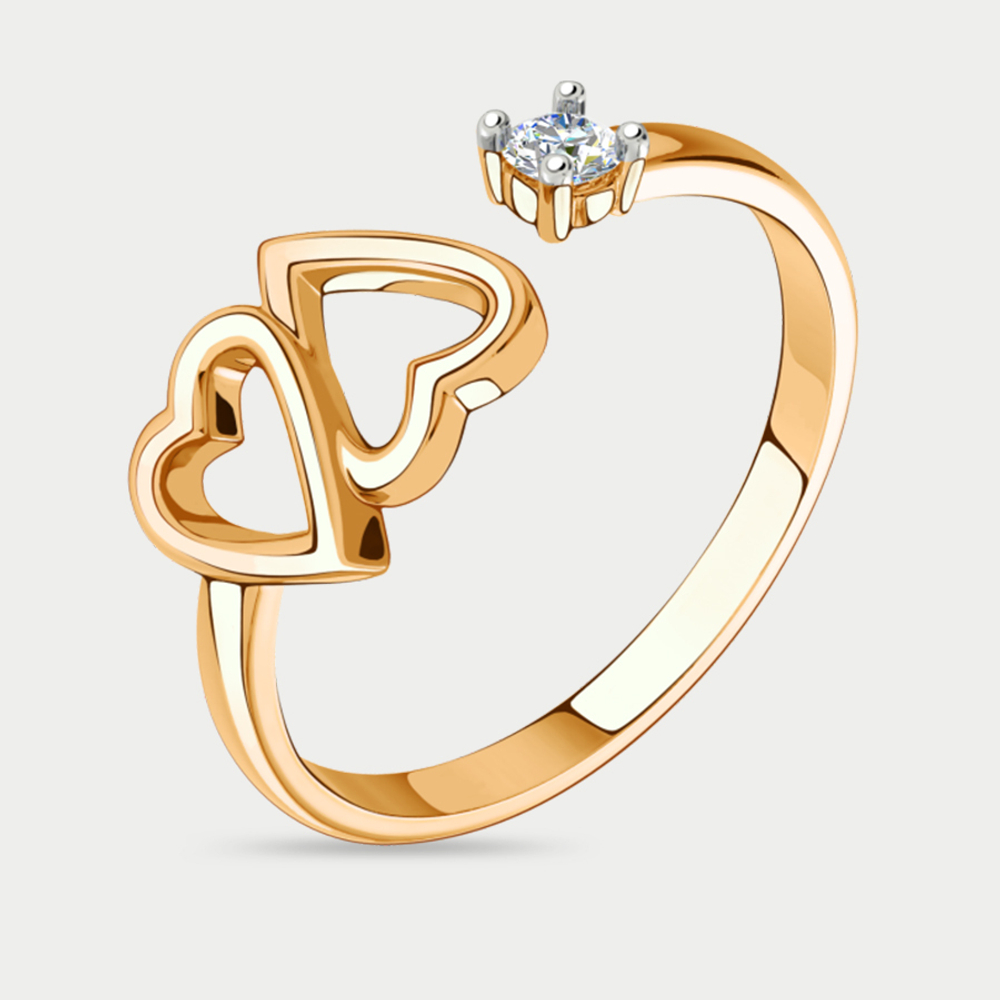 Кольцо для женщин из розового золота 585 пробы с фианитами (арт. 01-118413)