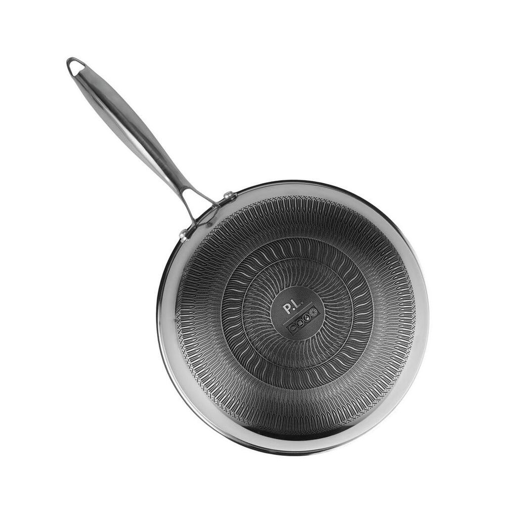 Сковорода Вок (WOK) 28/16,5 см h15,5/8,5 см 4л с крышкой Honeycombs нерж. с антиприг. покр. ИНДУКЦИЯ