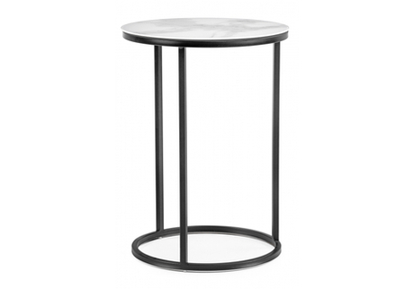 Журнальный стол Woodville Иберис белый мрамор, черный