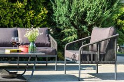 "Канны" лаунж-зона 5-местная плетеная из роупа (веревки), цвет темно-серый