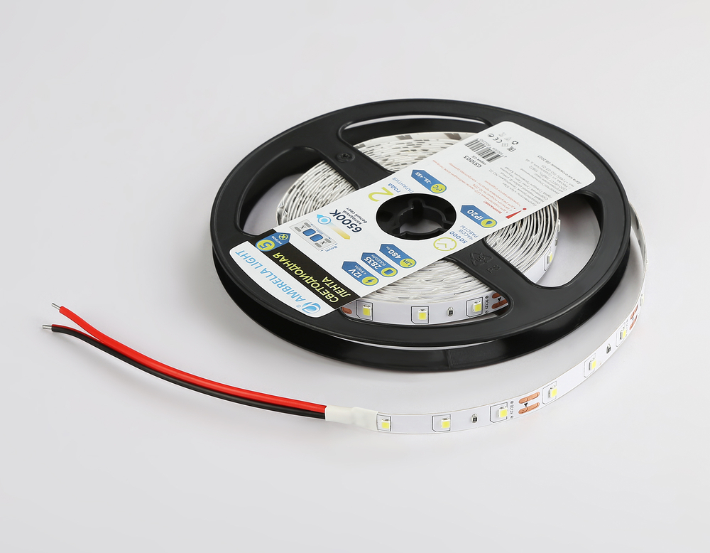 GS1003 2835 60Led/ 4.8W m/ 12V IP20 6500K/ 5000*8*1.2mm (2 конт.)
