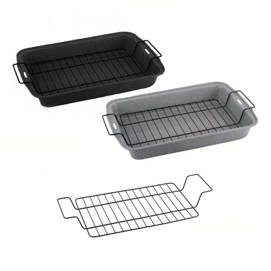 Форма для запекания с решеткой для гриля Каmille KM-6001M из углеродистой стали 37,5х26х5,5 см.