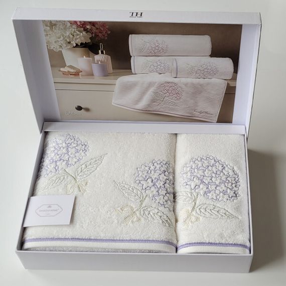 Набор полотенец Ortanca лиловый 2 предмета TIVOLYO HOME Турция