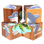 Набор кубиков обучающий «Подводный мир» (4кубика, 3 двуст.карточки, разв.пособие) (Лидер)