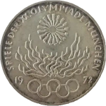 Germany, 10 Deutsche Mark 1972 – Munich Olympic Games (Karlsruhe Mint - G), AU