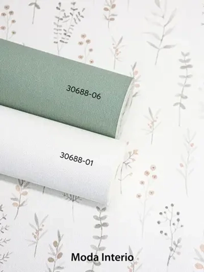 Обои виниловые на флизелиновой основе Provance (Moda Interio), прованс веточки серые, для спальни, метровые