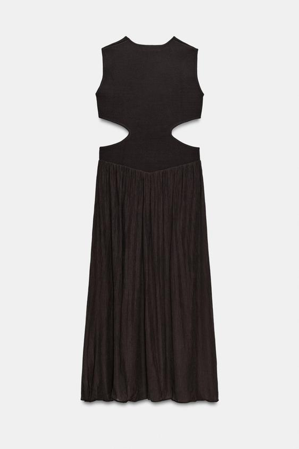 ZARA КОМБИНИРОВАННОЕ ТРИКОТАЖНОЕ ПЛАТЬЕ С ВЫРЕЗАМИ, КОРИЧНЕВЫЙ