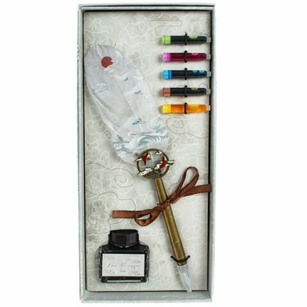 GAEM Набор подарочный: ручка перьевая, чернилы (5 цветов), чернильница, L11 W4 H26 см