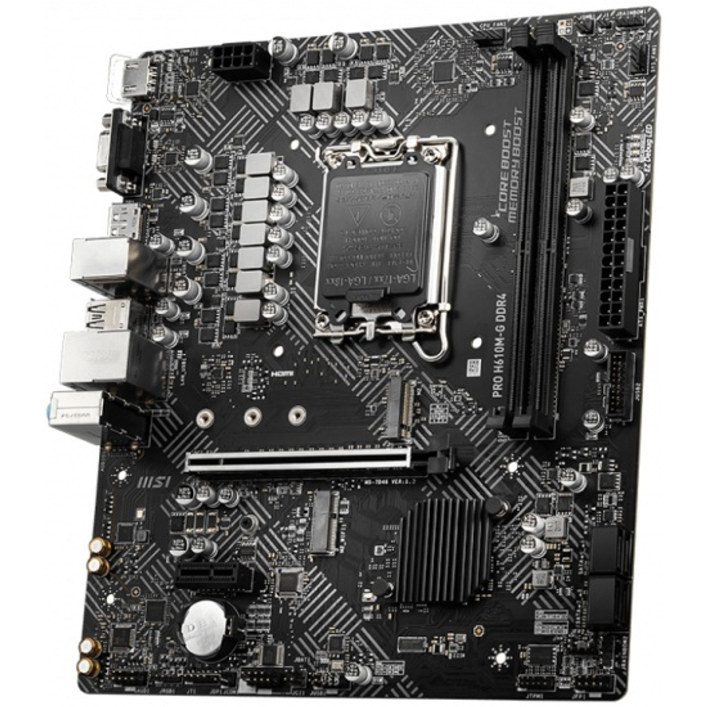 Материнская плата MSI PRO H610M-G DDR4 Socket 1700, Intel H610, 2xDDR4, PCI-E 4.0, 2xUSB 3.2 Gen1, VGA, HDMI, DisplayPort, mATX
