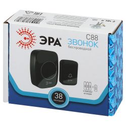 Звонок дверной ЭРА C88 беспроводной черный 38 мелодий | Электрозвонки беспроводные