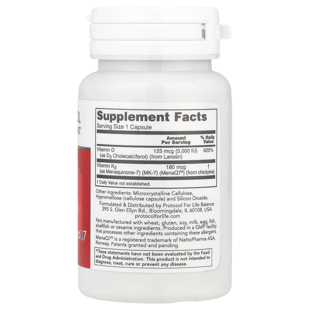 Protocol for Life Balance, K2, MK-7 и D3, 60 капсул