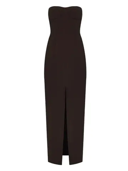 Платье макси корсетное с разрезом спереди