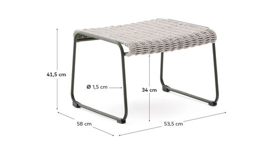 Подставка для ног Maurina из зеленой стали и серо-бежевым шнуром