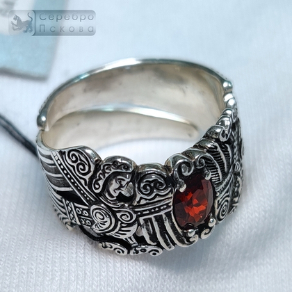 Кольцо "Сирин" с гранатом/цитрином/агатом