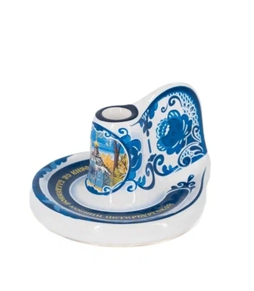 Подсвечник с изображением часовни святой Ксении Петербургской, «чашечка», керамика