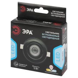 Светильник светодиодный встраиваемый ЭРА KL LED 25A-5 4K BK круглый поворотный черный 5Вт 4000К | Встраиваемые LED светильники