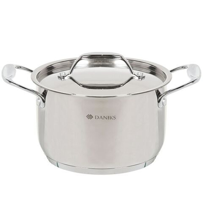 Кастрюля нерж, 2.8 л, с крыш, Daniks, Профессионал, SD-A92-18, индукц