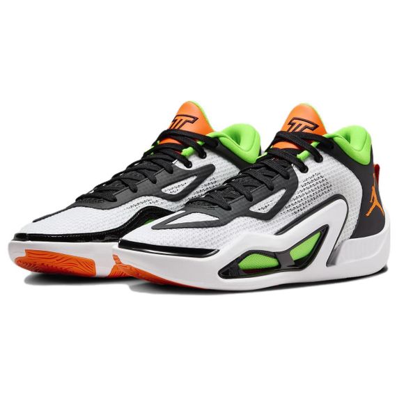 Джордан Tatum 1 Баскетбольные кроссовки MID Топ Белый/Черный/Ярко-зеленый/All Апельсин Мужские