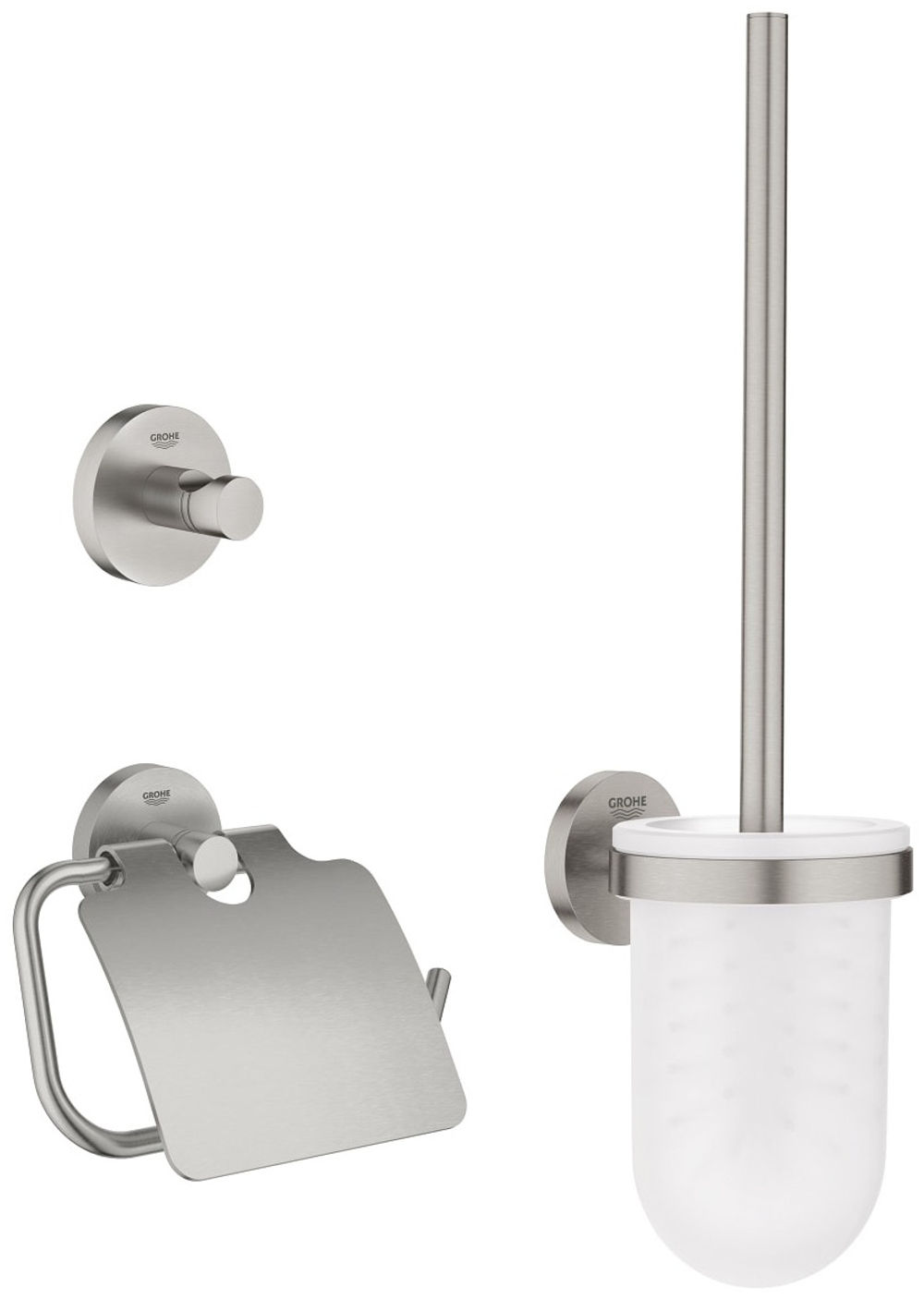 Набор аксессуаров GROHE Start 3 в 1 (туалетный ершик, крючок для банного халата, держатель для туалетной бумаги с крышкой) 41204DC0