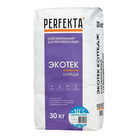 Perfekta - Клей монтажный для теплоизоляции Экотек Коттедж Зимняя серия, 30 кг