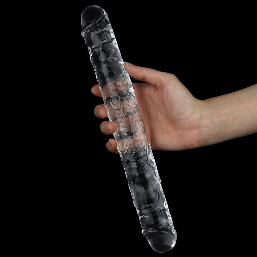 Прозрачный двусторонний фаллоимитатор Flawless Clear Double Dildo - 30 см. (Цвет: прозрачный)