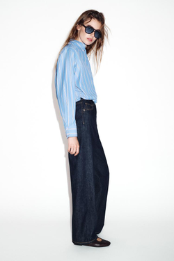 ZARA РУБАШКА GLOBO В ПОЛОСКУ, СИНИЙ/БЕЛЫЙ