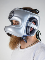 Шлем боксерский LEADERS LS ULTRA с бамперной защитой BL/SIL (синий тёмный/серебристый)