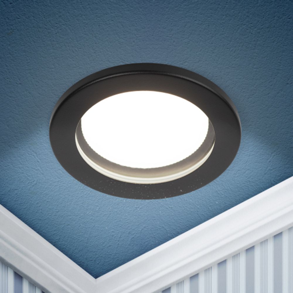 Встраиваемый светильник влагозащищенный ЭРА KL95 SBK GX53 IP44 черный