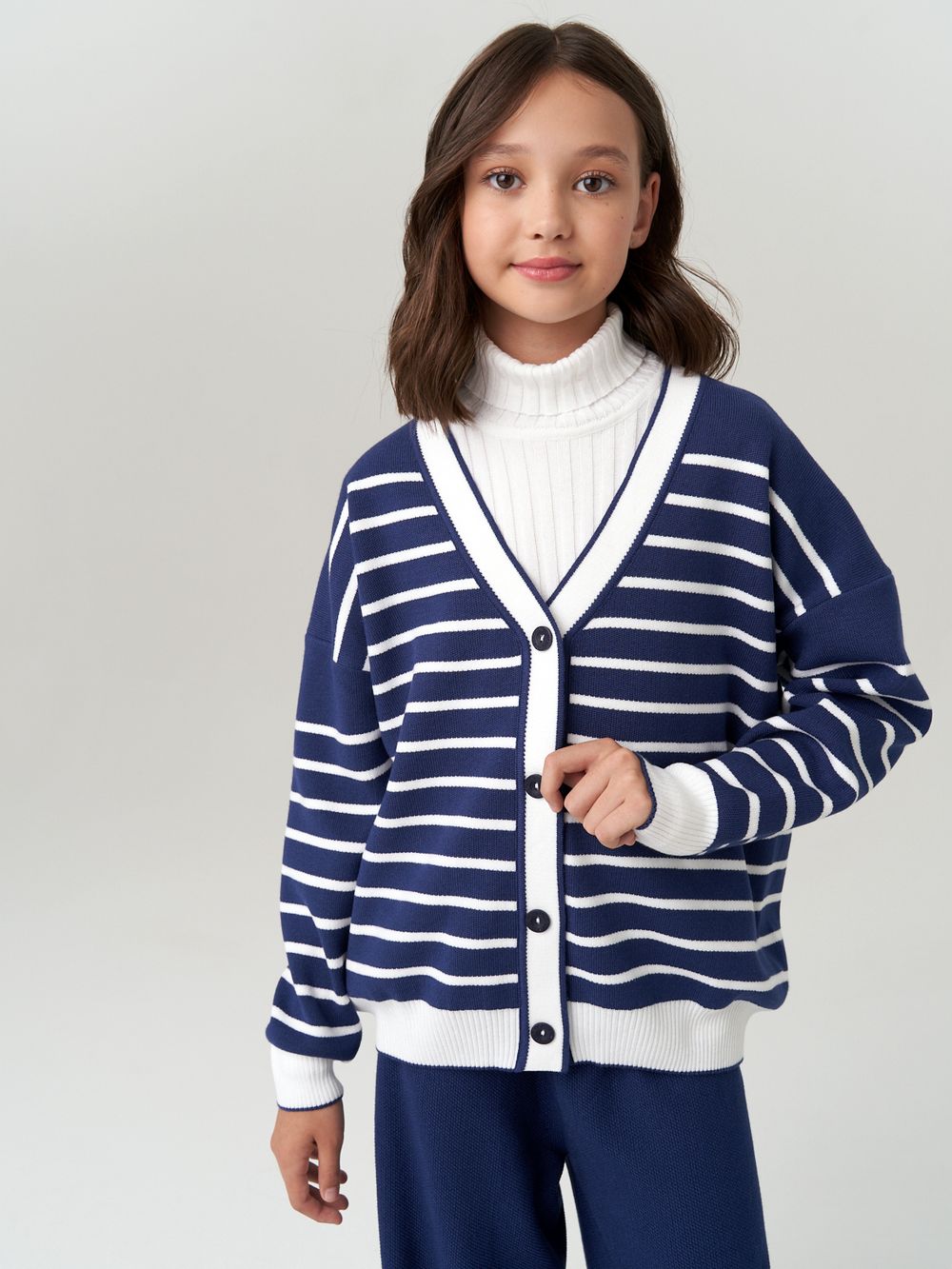 Кардиган для девочки в школу AT1010 сапфировый