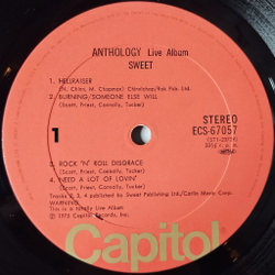 Винтажная виниловая пластинка LP Сборник The Sweet Anthology (Japan 1975) (No Obi) Fox On The Run