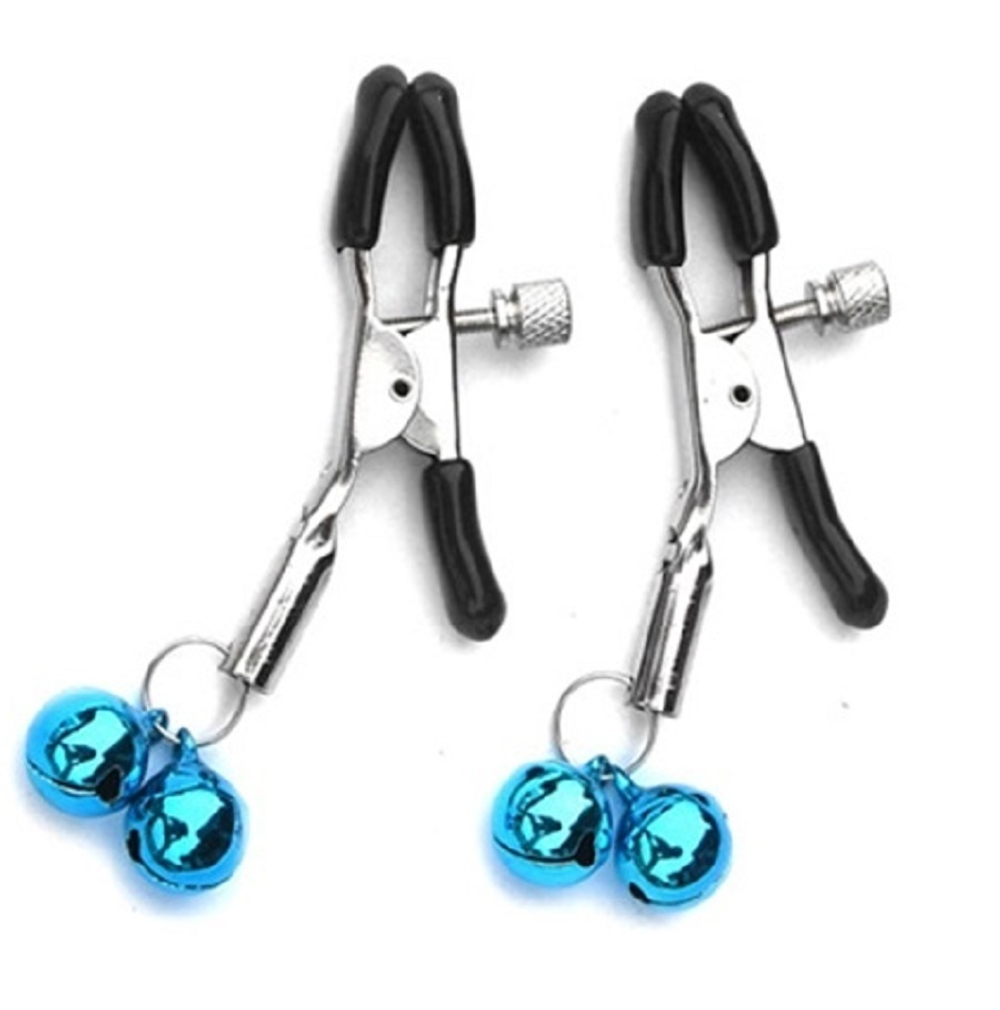 Зажимы на соски с колокольчиками бирюзовые