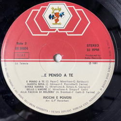 Винтажная виниловая пластинка LP Ricchi and Poveri Богатые и Бедные E Penso A Te (Italy 1981) Stasera Canto