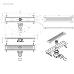 Трап для душа линейный, универсальный затвор Cut Gradient, 50 см AM.PM MasterFlow W01SC-P11-050-01SB