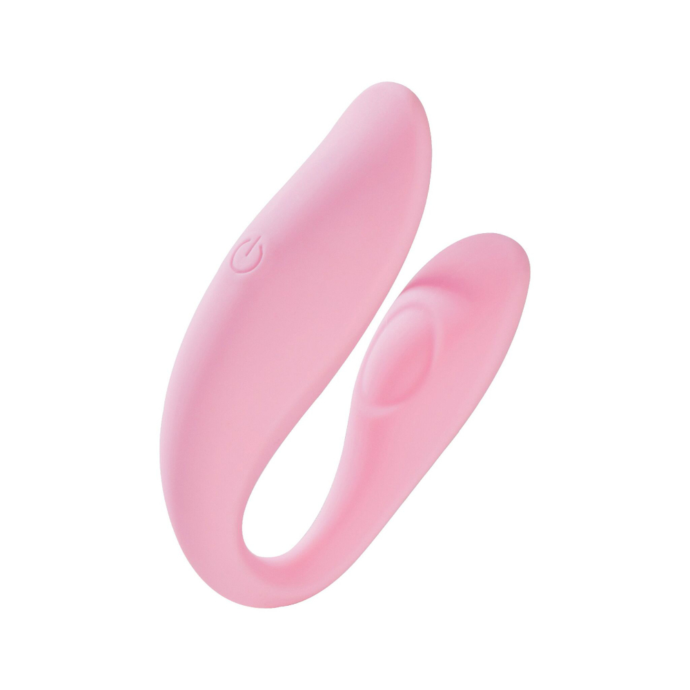 Розовый U-образный вибростимулятор для пар с управлением через приложение (Цвет: розовый)