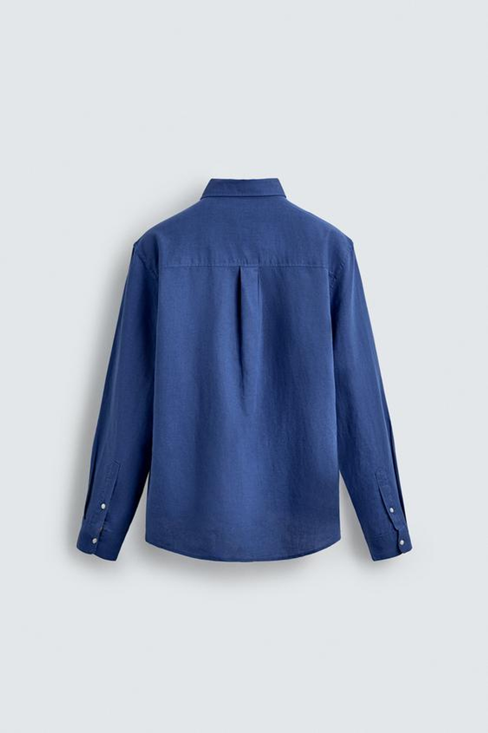 ZARА РУБАШКА REGULAR FIT ИЗ ЛЬНА И ХЛОПКА, ЯРКО-СИНИЙ