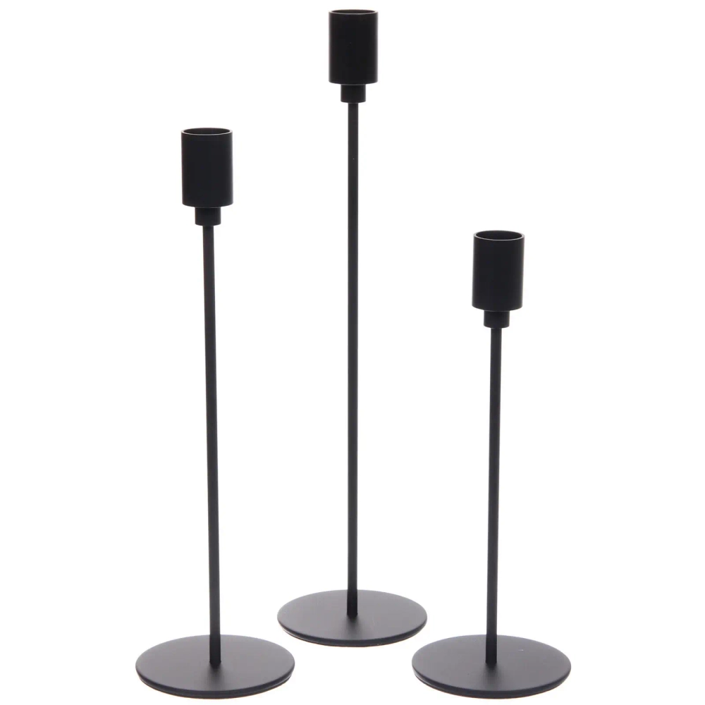 Подсвечники «THE BLACK HEART» 8*8*23/28/32 см (набор 3 шт), Черный