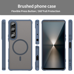 Чехол с MagSafe для Sony Xperia 1 VII (1-7), синие боковые рамки и тонированная прозрачная крышка