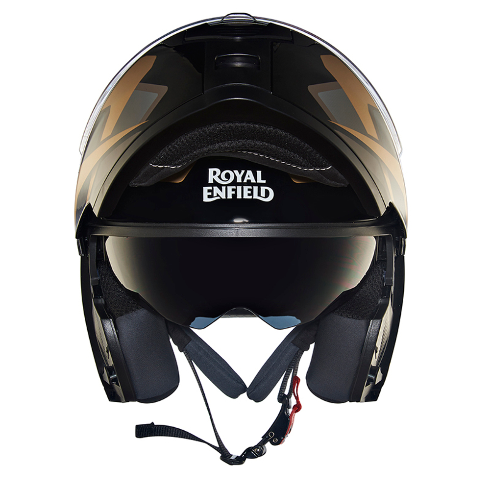 Шлем интеграл Royal Enfield, цвет - черно-золотой, размер - XL (620 мм), арт. RRGHEP000568 (HESS22014GLOSS BLACK & GOLDEN)