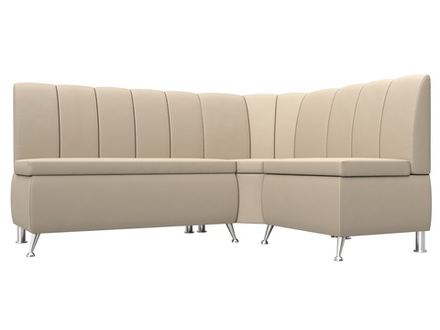 Диван кухонный угловой Кантри правый угол, Бежевый, Экокожа, 29451