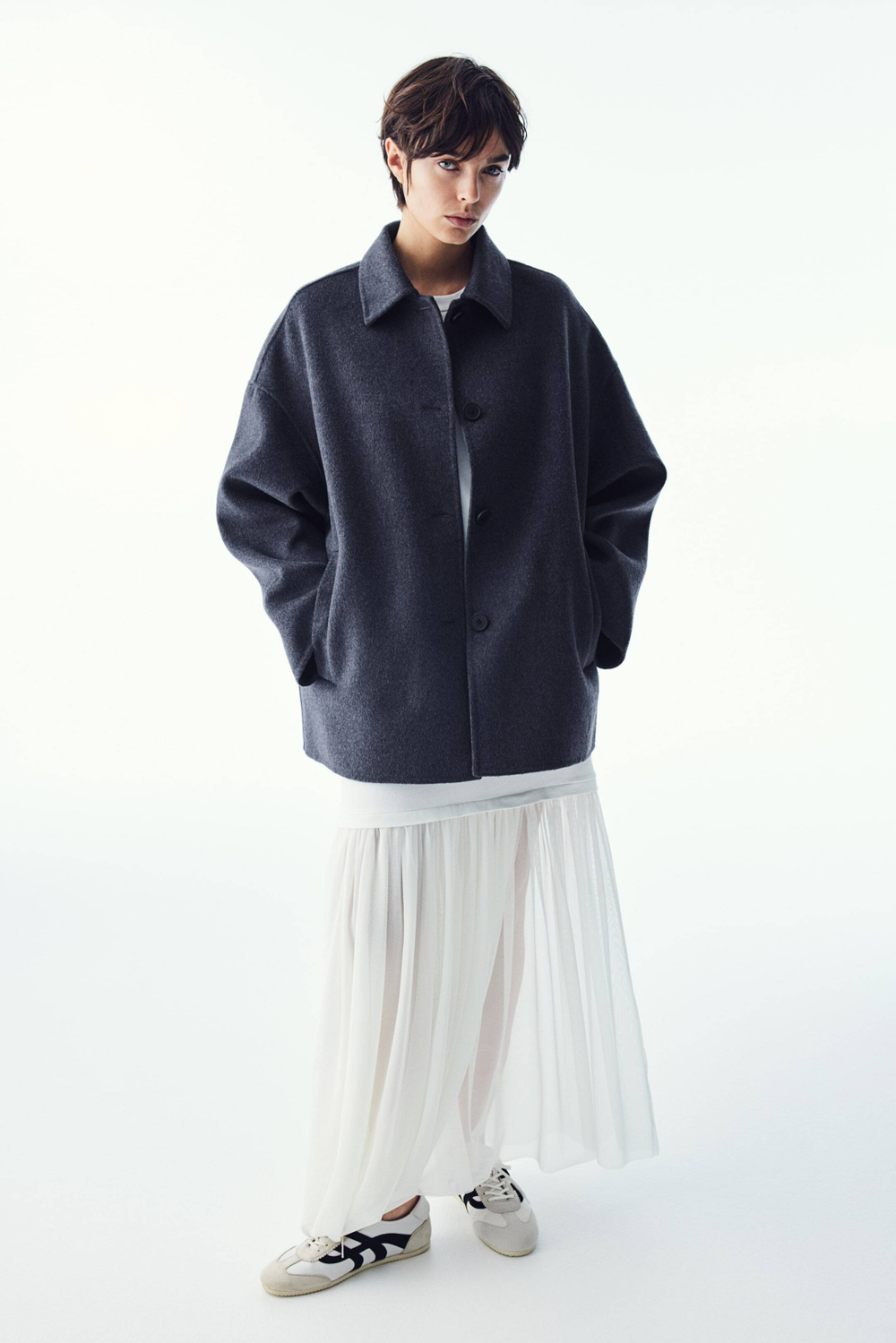 H&M Пальто ручной работы из смесовой шерсти, темно-серый