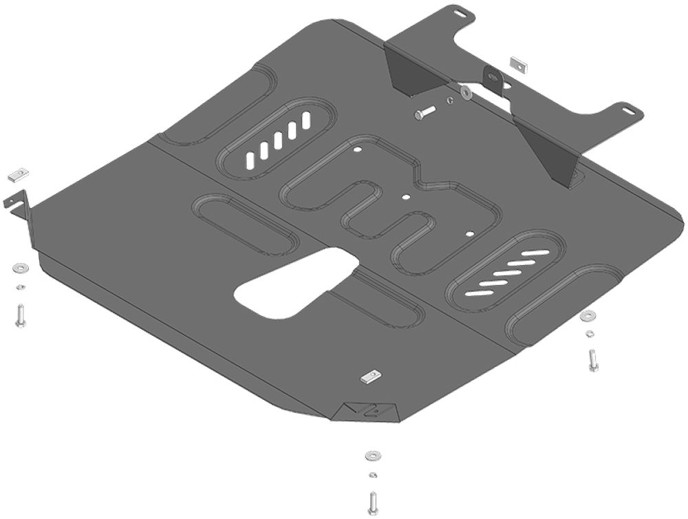 Защита картера двигателя, КПП. 2 мм, Сталь для BAIC X7 2020-н.в., Motodor.78505