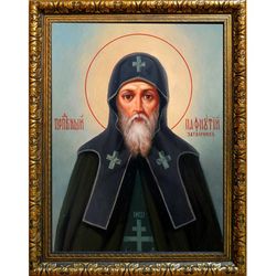 Пафнутий Печерский, преподобный затворник. Икона на холсте.