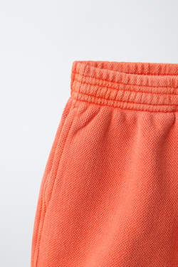 ZARA ОДНОТОННЫЕ ШОРТЫ ИЗ ТКАНИ ПИКЕ, ОРАНЖЕВЫЙ