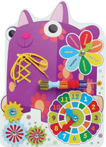 Бизиборд Деревяшки "Кошечка Мяу", с часами