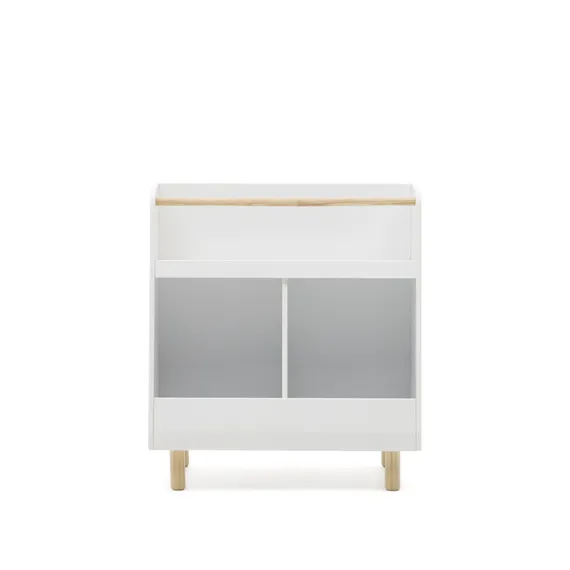 Serwa Книжный шкаф из белого МДФ с ножками из массива сосны