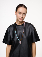 Колье "Stone Heart" из тигрового глаза, розового кварца и турквенита