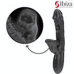 Черный вибратор с режимами колебаний и посасывания - 23,5 см. (Цвет: черный)