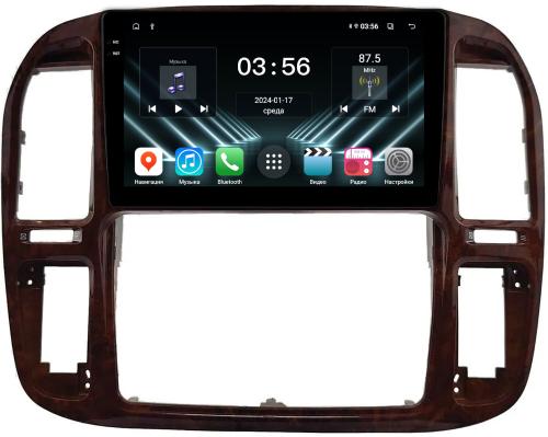 Магнитола для Toyota Land Cruiser 100, Lexus LX470 1998-2002 (кондиционер или климат внизу, рамка дерево) - FarCar S280 монитор 9.5" IPS на Android 13, CarPlay