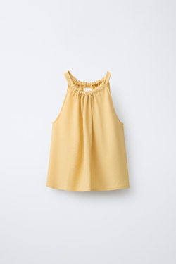 ZARA ТОП С ГОРЛОВИНОЙ ХАЛТЕР, ЖЕЛТЫЙ