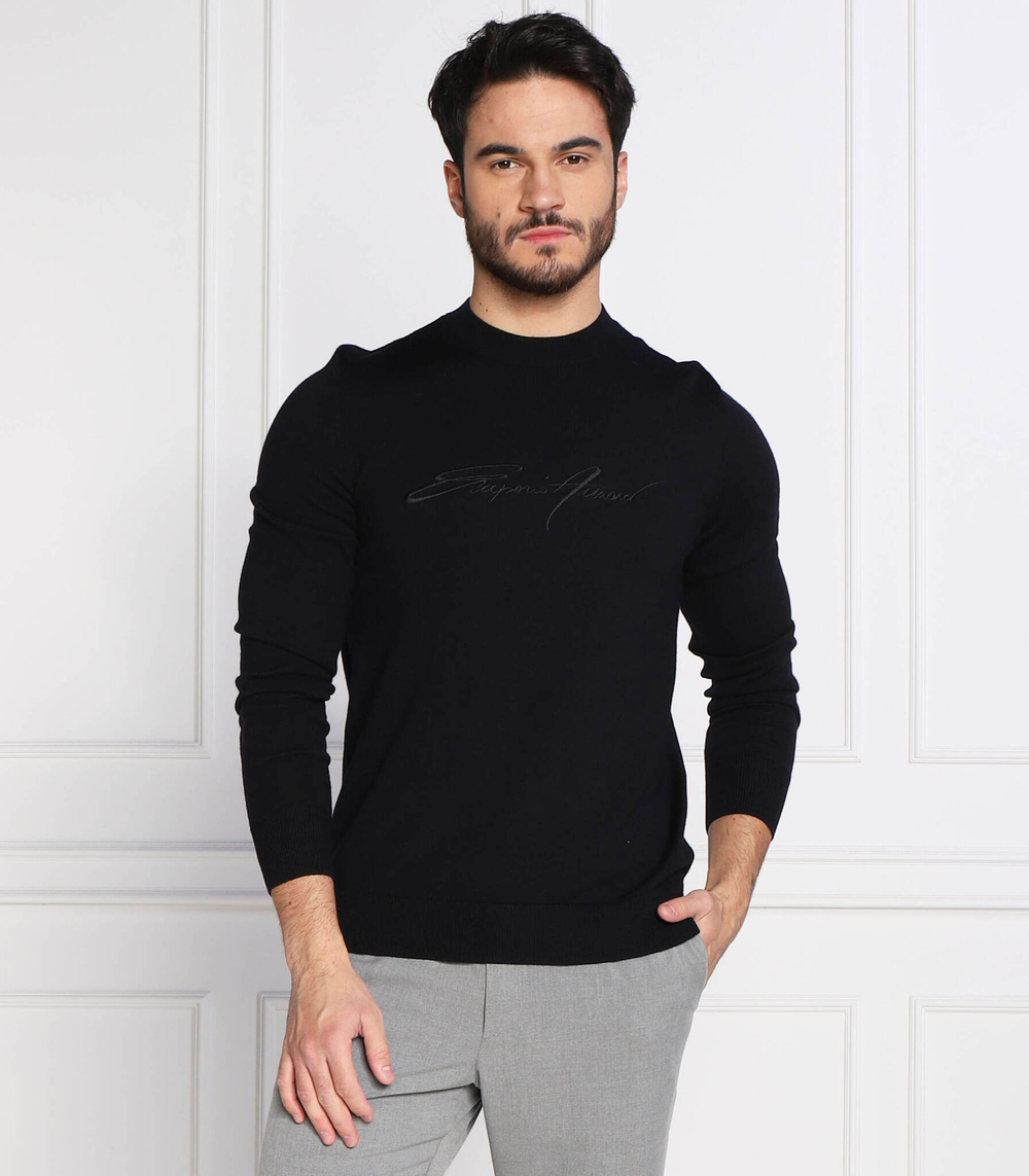 Хлопковый свитер Emporio Armani - темно-синий(6L1MXJ 1MBPZ)